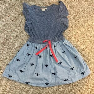 Crew Cuts Blue Bee Print Dress with Pink Tie 2T